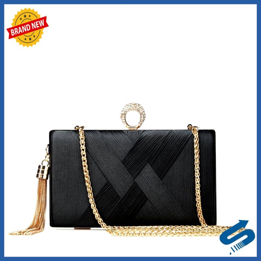 Evening Clutch with Chain Strap Rhinestone Tassel Formal Party Wedding